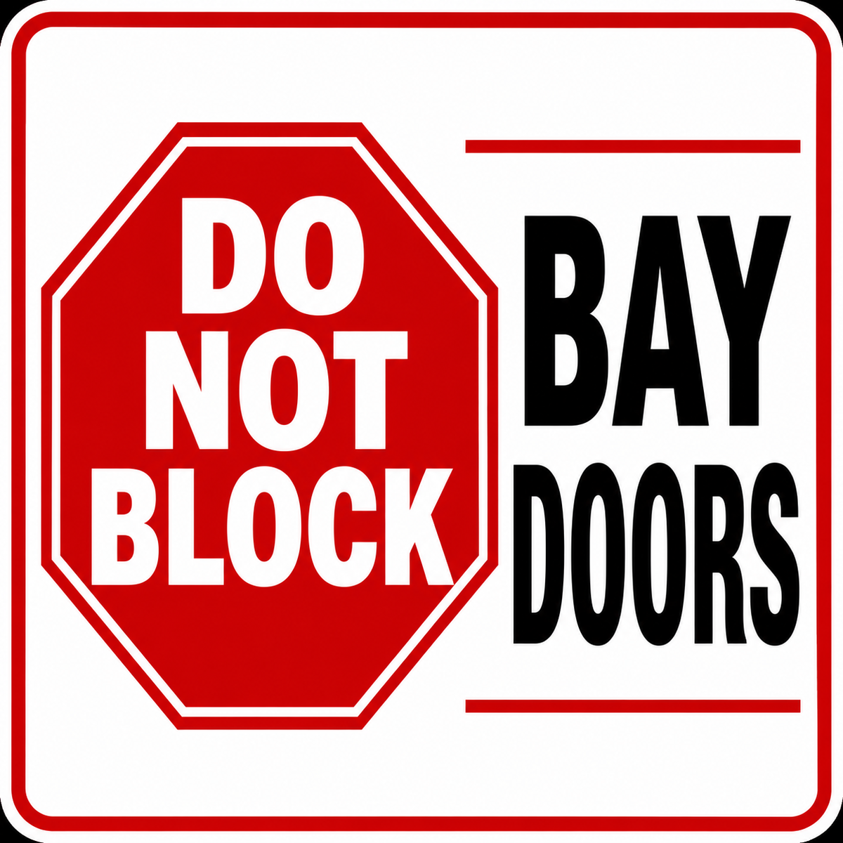 Do Not Block Bay Doors Sign - 12x12