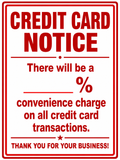 Credit Card Convenience Charge Notice - 9x12 Sign